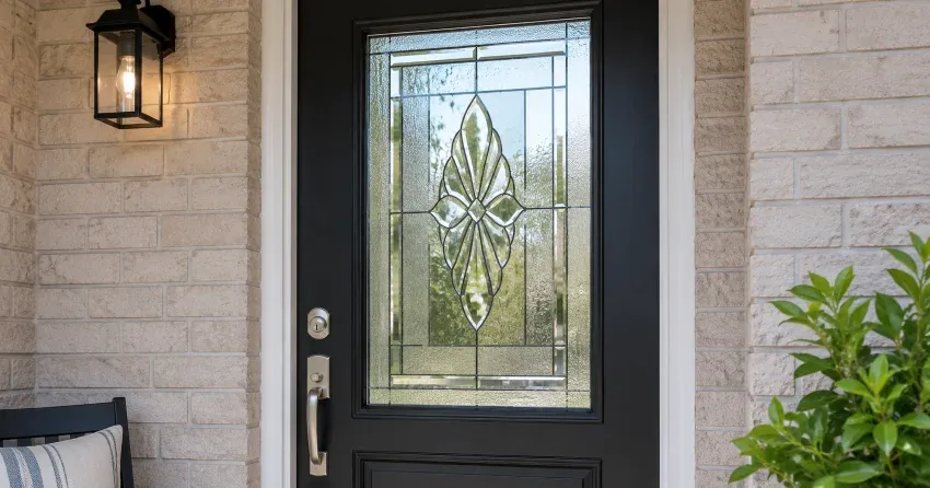 technician replacing a cracked decorative glass panel in Avenue Collection, St. Thomas