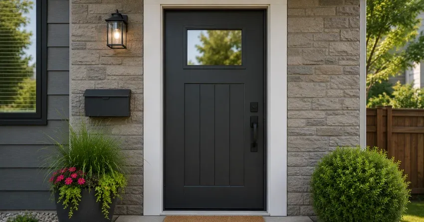 emergency door replacement Orchard Park Meadows, St. Thomas installation in progress