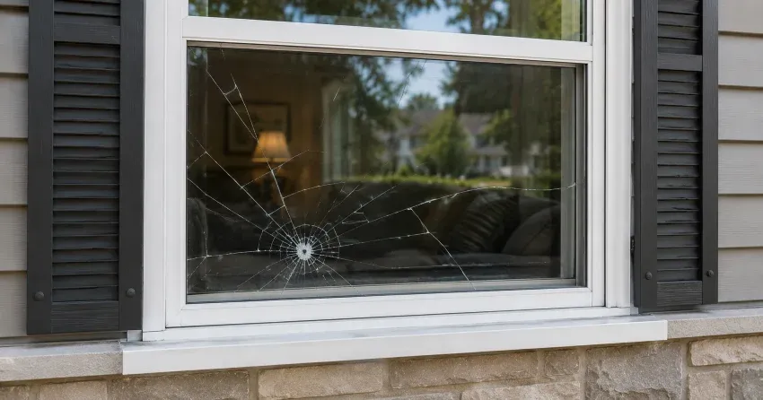 technician measuring window opening for emergency glass replacement St. Thomas