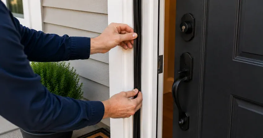 technician performing light test on door seal in St. Thomas