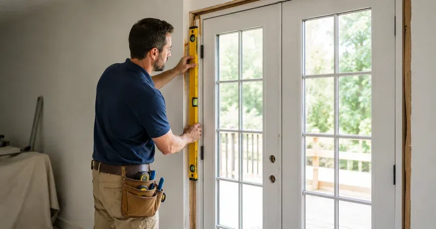 newly installed French doors with divided glass panes in Harvest Run, St. Thomas