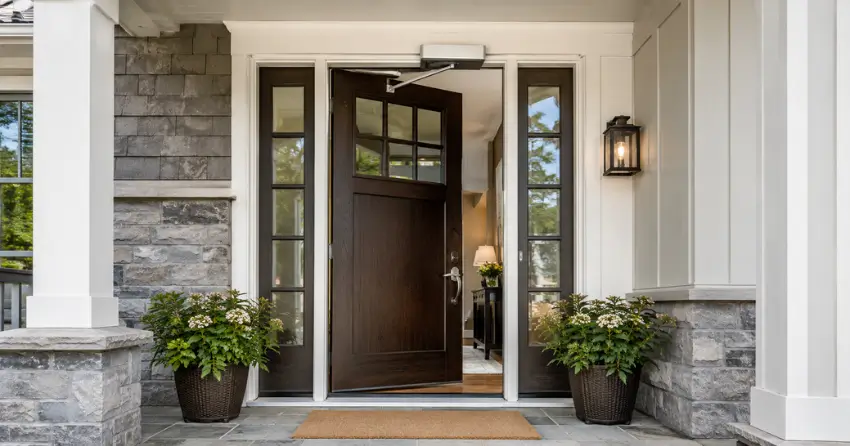 residential automatic door opener installed on exterior entry door in Harvest Run, St. Thomas