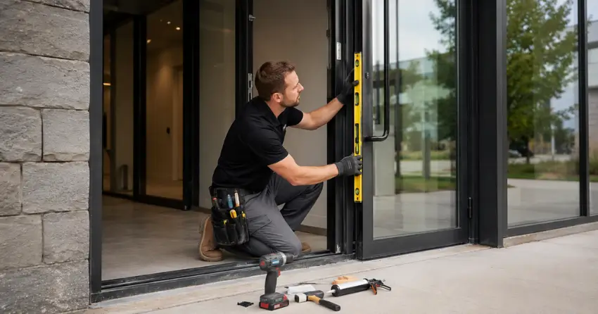 commercial glass door frame installation Eagle Ridge, St. Thomas