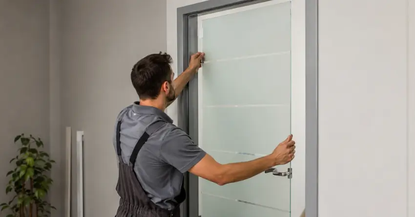 frosted glass interior door panel installation in Harvest Run, St. Thomas