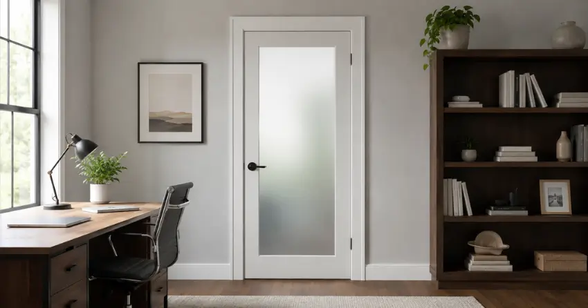 frosted interior door installed in home office in Orchard Park Meadows, St. Thomas