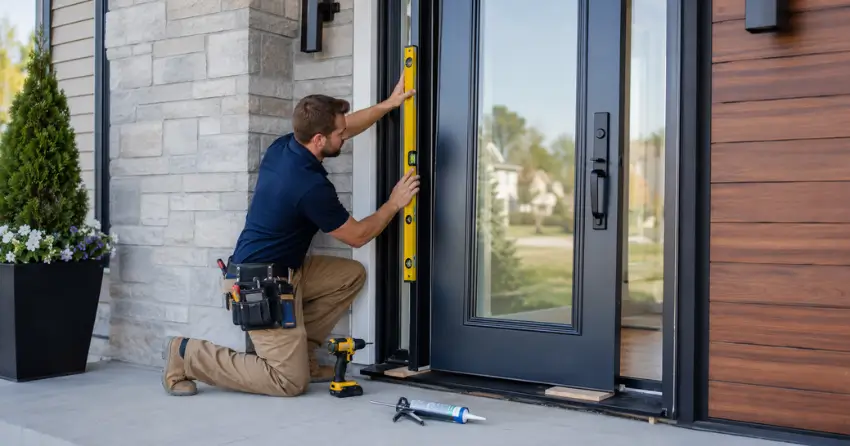 glass outside door installation with energy-efficient double-pane glazing in St. Thomas