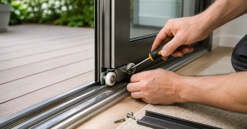 sliding door fix Lynhurst Heights, St. Thomas technician diagnosing track issue