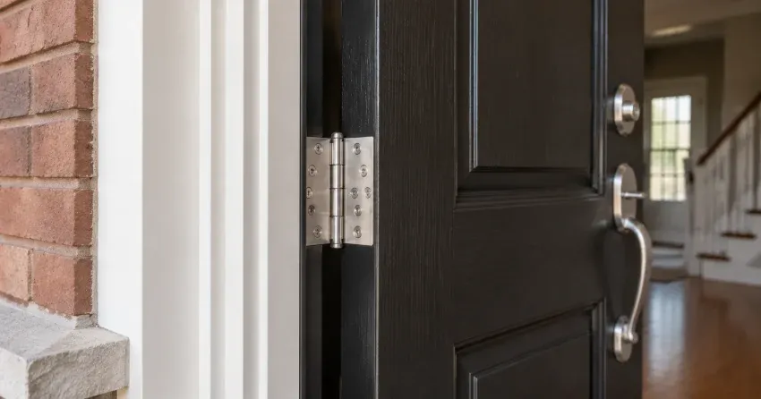 technician repairing a front door lock and frame in Shaw Valley, St. Thomas